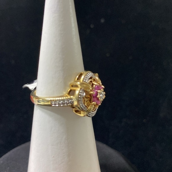 JTV Sterling silver 18K over sterling silver 2.4 CTW Ruby/diamond accent ring ￼ - Picture 3 of 4